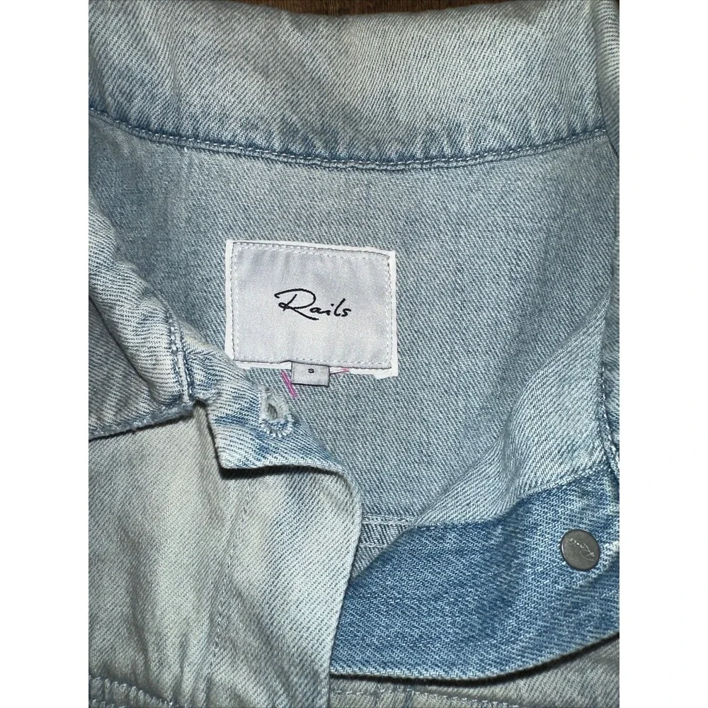 Rails OCTOBER Patch Denim Jean Jacket Knox Women's‎ Size S Light Blue Distressed